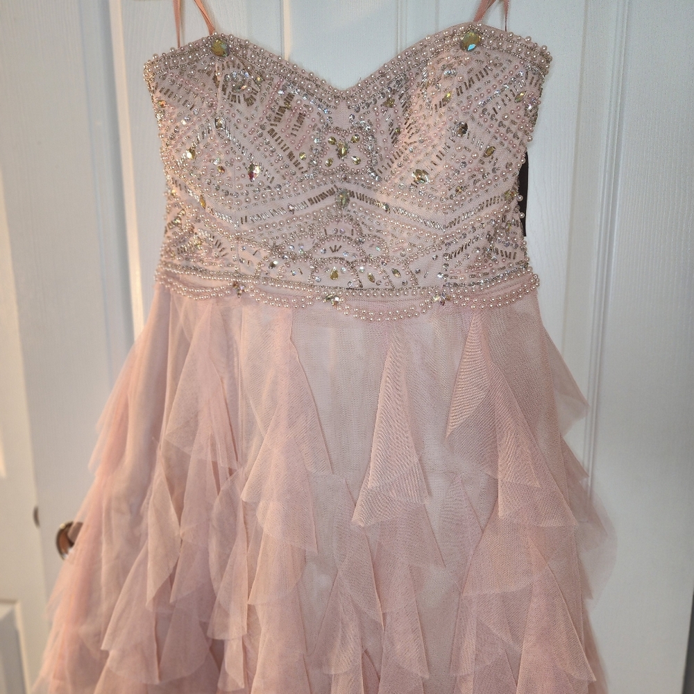 Pink Babydoll Spaghetti Strap Prom Dress